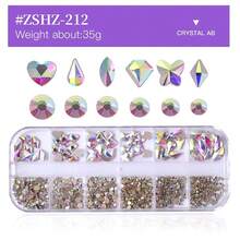 Nail Art Rhinestones Flatback Rhinestones Nail Charms Fine Glitter Nail Art Supplies Mixed AB Crystals Nail Gems 1mm Glitter Powder Luxury Design Nail Accessories For Women Nail Decorations.{"Color_name":"Colorful-24"} - 多彩-24 - 查看 7