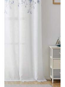 Floral Print Metallic Sheer Window Curtain Panel Rustic Living Room/Bedroom Decor 6 Grommets Top Drape Panels, Coral Red,40 X 84, 2 PK, Sparkling Farmhouse Style - Navy Blue - 查看 8