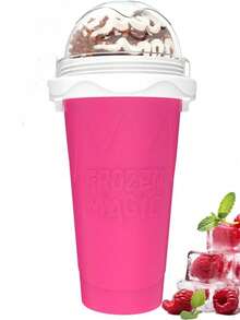 1pc Portable DIY Slushy Maker Squeeze Cup - Double-Layer PVC With Lid & Straw, Reusable Anti-Shock Slushie Cup For Youngsters, Friends, Family - Hand Wash Only, No Electricity Needed, Floral Striped Design For Juices, Milk, Ice Cream & Smoothies