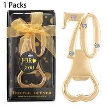 生日开瓶器，完美适用于15岁、18岁、21岁、30岁、40岁、50岁、55岁、60岁、65岁、70岁、75岁、80岁、90岁和100岁生日派对，镶钻生日纪念品，结婚纪念日宾客礼物，啤酒开瓶器派对装饰（黑色）