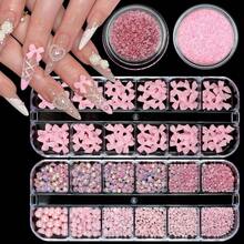 Nail Art Rhinestones Pink Bows Nail Charms Resin Clear Jelly Rhinestones Pearls Glitter Supplies Crystal Gems Mimi Diamond Accessories For Women Manicure Decorations Design{"Color_name":"Colorful-12"} - 彩色-12 - 查看 1