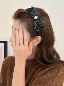 1件装女士水钻蝴蝶结布艺发箍，经典简约百搭独特发饰，适合日常佩戴、通勤和外出，亦可作为礼物，发箍头饰，发带，家居美发饰品 - 彩色 - 查看 6