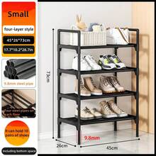 3-8 Tier Reinforced Simple Shoe Rack, 45/58cm Length, Multi-Layer Shoe Storage Organizer, Dust-Proof, For Home, Dorm, Rental, Entryway, Black