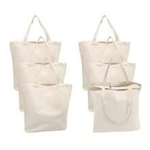 6Pcs Reusable Canvas Tote BagsCotton Tote Bag Tote Bags MultiPurpose Reusable Blank Canvas Bags Use Blank Plain Canvas Bag Large Grocery Shopping Bag For Grocery Shopping Craft DIY Drawing Bag