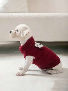 1 pieza Suéter con estampado de panda para mascotas, jersey de cuello alto tejido cálido para perros y gatos pequeños, Teddy, Poodle, Pomerania, Schnauzer, cachorros y gatitos, para todas las estaciones