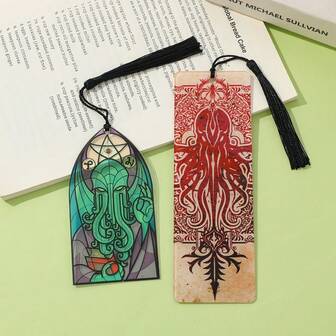 Marcapáginas de estilo gótico misterioso de acrílico, marcadores de lectura con diseño exquisito de patrón de Cthulhu, regalos compactos para fans de libros y lectores
