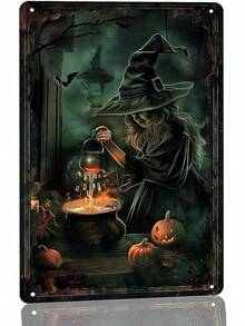 Generic Vintage Halloween Metal Sign Welcome Foolish Mortals Tin Sign Gothic Halloween Front Door Decor Signs For Home Patio Cafe Bar 8x12 Inch - P4 - 查看 1
