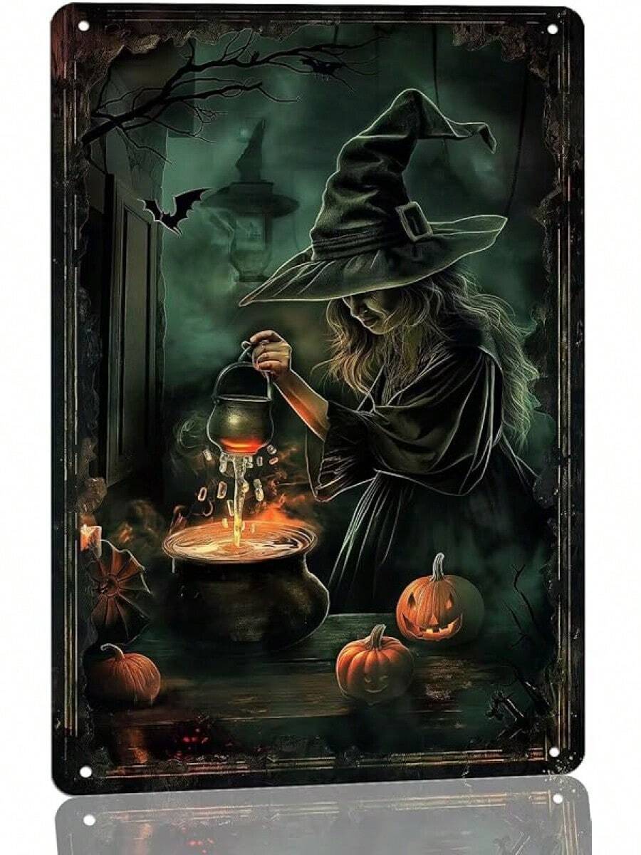 Generic Vintage Halloween Metal Sign Welcome Foolish Mortals Tin Sign Gothic Halloween Front Door Decor Signs For Home Patio Cafe Bar 8x12 Inch - P4 - 查看 1
