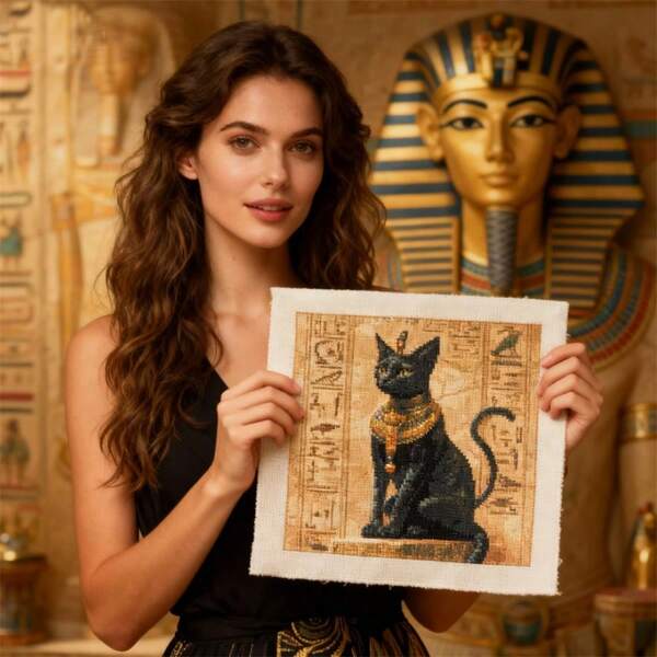 SNA Juego de bordado de punto de cruz con diseño de gato de estilo 2025, kit de bordado fácil, manualidades de decoración del hogar, kit de artesanía de dibujos animados DIY, kit de bordado, kit de punto de cruz, kit de ganchillo, kit de aguja de perforación, accesorios de costura, kit de costura, hilo de bordado, kit de manualidades, patrones de costura, suministros de artesanía de ganchillo, kit de bordado para principiantes