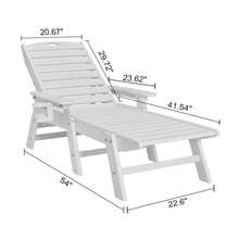 Chaise Lounge Chair, 400 Lbs Weight Capacity, 6 Positions Adjustable Patio Lounge Chair, Outdoor HDPE Lounge Chair With Backrest & Cup Holder, For Pool Poolside Deck Backyard Lawn, White - 白色 - 查看 10
