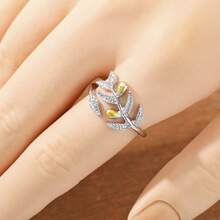 Fashionable Minimalist Women's Adjustable Ring With Carved Floral & Leaf Design, Accessory For Parties, Gatherings, Gifts
