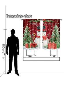 1pc Christmas All-Over Christmas Elements Multicolor Cartoon Pattern Digital Printing Decorative Curtain, Suitable For Home, Kitchen, All Seasons - Multicolor - View 10
