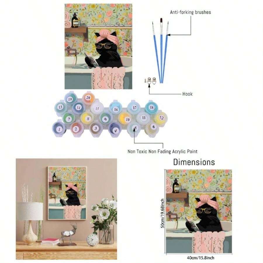 Adult Paint By Number, Funny Bathing Adults' Paint - By - Number Kits, Acrylic Paint Kit Adults Beginners Unframed, Easy Paint By Numbers Canvas Decor 16x20inch