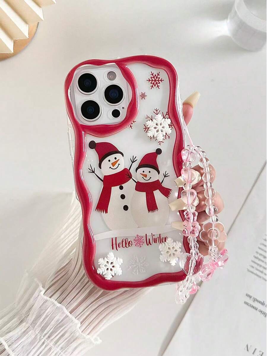 DIY奶油纹理波浪边亮油雪花雪人彩绘装饰防震手机壳,含配件,手工串珠手链,兼容 17 Pro/17 Air/17/17 Pro Max/16/11/16 Pro/16 Plus/16 Pro Max/16 e/15 Pro Max/13/14/12/XS/XR/7G/8P,兼容三星Galaxy S25/S25 Plus/S25 Ultra/A16/A36/A26/A56/A50,国际版,非国内版 - 彩色 - 查看 1