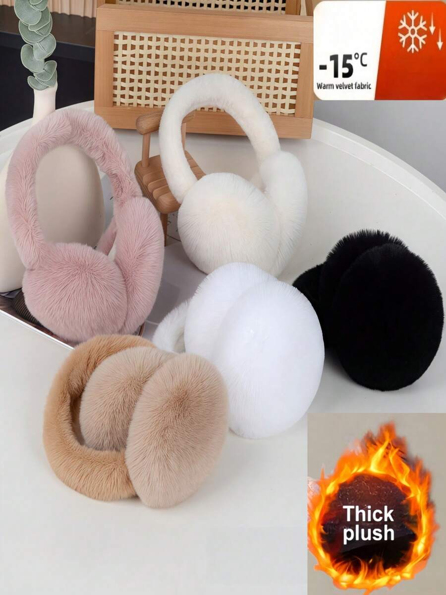 1pc Unisex Foldable Plush Ear Warmers, Cute Earmuffs For Winter, Halloween & Christmas Gift, Ear Covers To Prevent Frostbite, Suitable For Cold Weather, Ear Protection