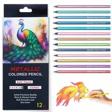 12/24 Lápices de colores metálicos (sin afilar) Juego de dibujo y boceto Lápices de colores Suministros de arte profesionales para artistas - Multicolor - Ver 3