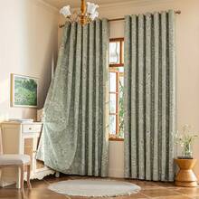 1pc Farmhouse Style Ditsy Floral Blackout Curtain, Matcha Green, Fade-Resistant, Lightweight Fabric, Easy Installation, 100% Blackout Coating, Privacy Protection, All Season Use, Grommet Top, Machine Washable, Fresh And Simple Home Window Decor For Living Room, Bedroom, Office