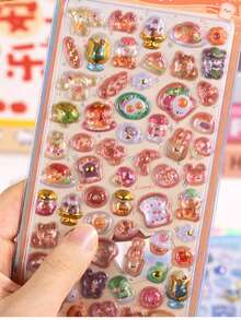 比其他产品更好的顶级卡通手机贴纸，3D 可爱贴纸，可重复使用的卡通场景贴纸，有趣的 DIY 日记和手机壳贴纸，品质卓越。 - 彩色 - 查看 5