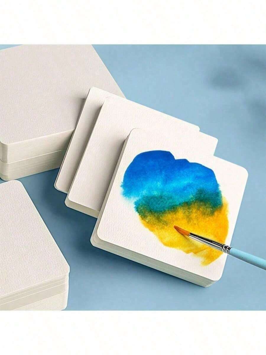 50 بطاقة بريدية من ورق الاكوريل الممتاز، 3.94x3.94 بوصة، 300 جرام/م2، نسيج مطبوع، خالي من الحمض والليجنين، للرسم والأعمال اليدوية والإبداعات الفنية، مثالية للتهنئة والدعوات وبطاقات الشكر والعيد الميلاد والمدرسة