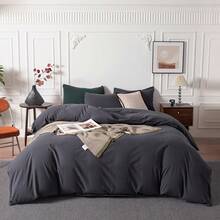 Ultra Soft 100% Cotton Solid Color Dusty Pink Queen Duvet Cover Set With Zipper Closure - 3 Pieces,  In 2025 - Smoky Gray - View 1