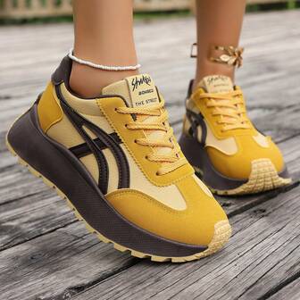 2025 Spring/Autumn Thick Sole Retro Chunky Sneakers For Women, Leather Upper, Internal Heightening, Soft Bottom Casual Sneakers