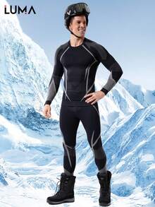 Conjunto de ropa interior de esquí sin costuras para hombres LUMA - Térmica, transpirable y que absorbe la humedad. Ropa interior térmica de compresión para hombres para deportes, diseñada para comodidad durante todo el día mientras se esquía.