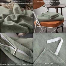 Ultra Soft 100% Cotton Solid Color Dusty Pink Queen Duvet Cover Set With Zipper Closure - 3 Pieces,  In 2025 - Olive Green - View 6