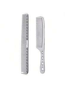 4件套不锈钢铝合金美发造型梳套装，沙龙及家用皆宜，梳齿光滑，太空级铝合金梳子，双面尖尾梳，美发工具，银色、玫瑰金、金色 - 彩色 - 查看 9