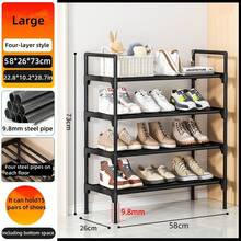 3-8 Tier Reinforced Simple Shoe Rack, 45/58cm Length, Multi-Layer Shoe Storage Organizer, Dust-Proof, For Home, Dorm, Rental, Entryway, Black
