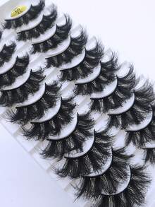 Ondine 10 Pairs Of Synthetic Explosive Hair, False Eyelashes, Thick And Fluffy Faux Mink Fur Eyelashes
