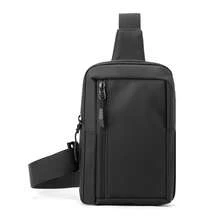 Nueva bolsa de pecho pequeña impermeable para deportes de ocio al aire libre, mini bolsa cruzada de nylon para hombres y mujeres - Negro - Ver 9