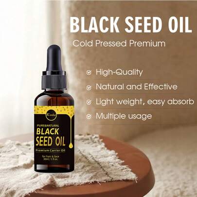 1pc 30ml/1 Fl.Oz Black Seed Oil Natural Base Massage Oil For Body, Face, Hair Care Essential Oils Added Moisturizing Soften Moisturizers Suit To All Skin Good For Daily Autumn And Winter Women Men Gift