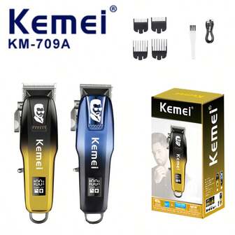 Kemei 科美 KM-709A 5W 男士理发器，可充电无绳电动理发器，不锈钢刀片，一体式套装，适合居家精准理发