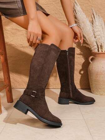 Women's Knee-High Stretch Boots, Over-The-Knee Long Boots, 2024 Petite Slim High Heel Mid-Heel Thigh-High Boots