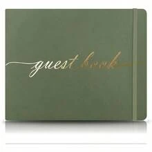 Elegant Wedding Guest Book Perfect For Wedding Receptions Baby Showers Birthdays And Special Events 7" X 9" Sign In Book 120 Lined Pages Leather Hardcover Green - Green - View 6
