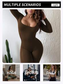 女式运动单板滑雪徒步拇指孔连体衣