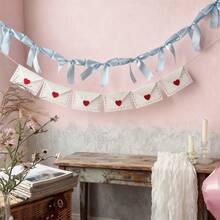 2 Strings Valentine's Day Bow Garland Charming Love Envelope Hanging Banner For Wedding Home Holiday Decor - 藍色 - 查看 1