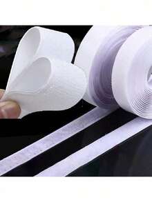 1 par de 3m/118 pulgadas Cinta adhesiva con gancho y bucle de doble cara, Fuerte tira de fijación para cortinas, ventanas y barras autoadhesivas para puerta