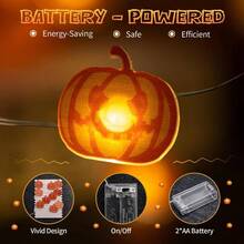 2 Packs Halloween Pumpkin String Lights, 7ft 20 LEDs Orange Halloween String Lights Operated Indoor Party Decorations As Well As Bedrooms, Homes And