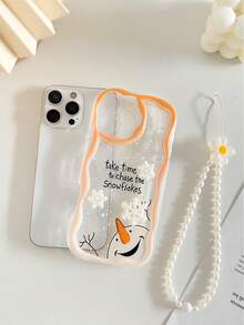 DIY奶油纹理波浪边亮油雪花雪人卡通3D装饰防震手机壳，配手工串珠手链配件，兼容 17 Pro/17 Air/17/17 Pro Max/16/11/16 Pro/16 Plus/16 Pro Max/16 e/15 Pro Max/13/14/12/XS/XR/7G/8ung，兼容小米和红米手机 - 彩色 - 查看 8