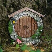 Top Collection 5.25" Miniature Fairy Garden And Terrarium Charming Round Door Decor Small - Brown - View 2