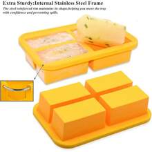 1 - Cup Silicone Freezer Trays With Lid, 2 Pack, Easy - Release Silicone Freezing Tray , Soup Freezer Molds, Freeze Store Broth, Sauce, Leftovers - Makes 8 1 Cup Portions - 1 + 黃色 - 查看 4