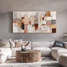 1 peça grande arte abstrata de parede texturizada decoração de parede sala de estar arte de parede pintura impasto moderna feita à mão arte em tela artes de parede, quadros, pintura em tela, presente ideal para decoração de quarto decoração de casa, decoração de banheiro, coisas, sem moldura 50x100cm/19,68x39,37 polegadas - Multicolorido - Ver 5