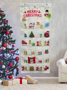 1 pezzo/30 pezzi Calendario dell'Avvento in tessuto, decorazione natalizia, calendario dell'Avvento di 24 giorni con 24 tasche, adatto per la decorazione natalizia della parete di casa