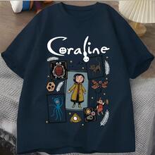 Unisex T-Shirt, Cartoon, Movie, 100% Cotton - 藏蓝色 - 查看 1