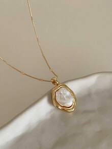 1PC Elegant French Baroque Faux Pearl Pendant Necklace, Vintage Style Women's Simple Daily Wear Party Jewelry, Versatile Fashion Accessory