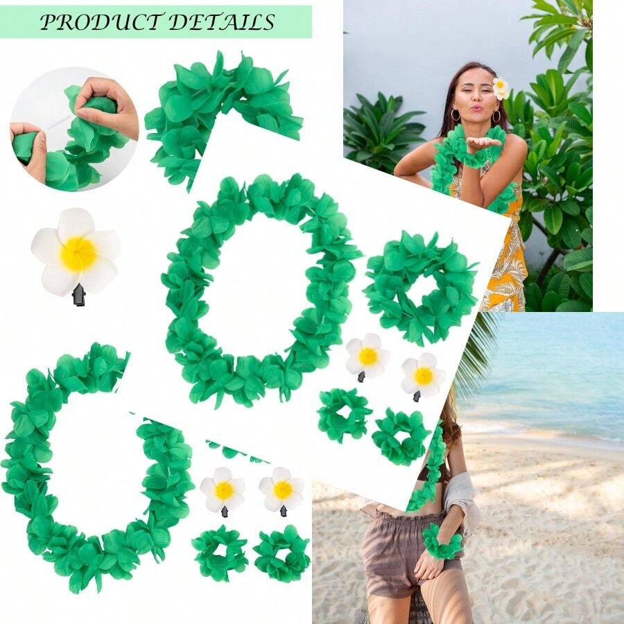 6PC Hawaiian Leis Halloween Costume Accessories Luau Hawaii Flower Hair Clips Women Birthday Party Dess Up Decorations