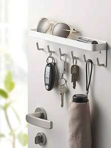 Wall-Mounted Key Storage Rack, Hook For Entrance Hall, Bedroom, Bathroom, Kitchen, No-Drill Door-Mounted Hanging Rack With Multiple Hooks - Multicolor - View 12