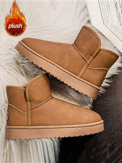 Men's Snow Boots 2025 Autumn/Winter New Thick Sole Heightening Wear-Resistant Thermal Lining Warm Winter Outdoor Climbing Hiking Travel Vacation Men's Mountaineering Shoes Retro Comfortable High-Top Furry Men's Winter Essential Outdoor Work Puncture & Impact Resistant Men's Safety Shoes