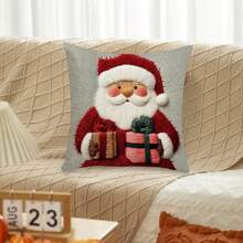 Fundas de cojín navideñas con diseño de muñeco de nieve, Papá Noel y reno. Decoración invernal para el hogar, ideal para fiestas navideñas. - Rojo - Ver 5